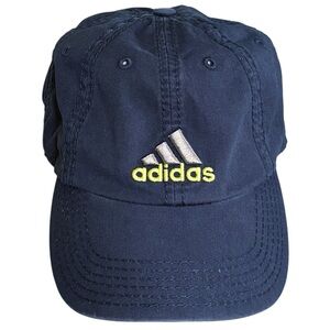Adidas Three Stripe Blue Logo Slouch Dad Strapback Climalite Adjustable Hat